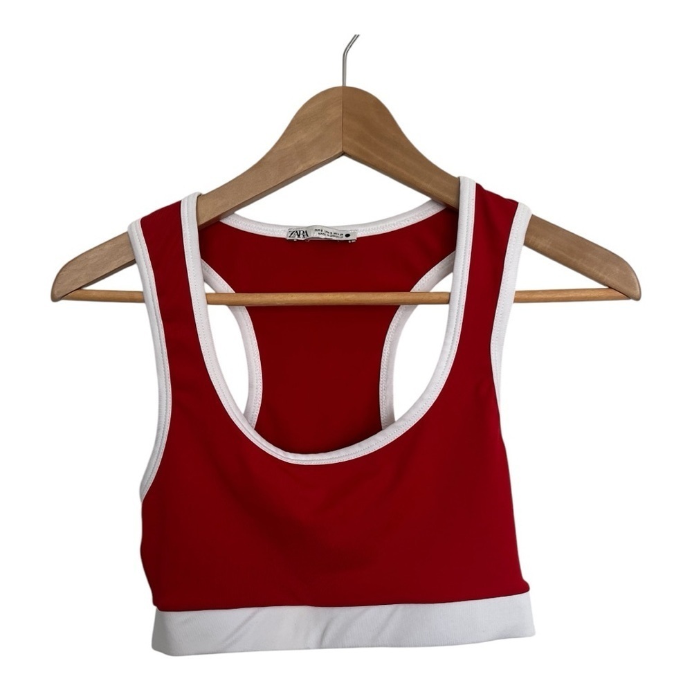 Zara red and white sport bra size small